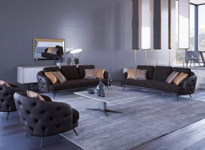 Kompletní nábytek moderního Chesterfield obývacího pokoje třísedák.